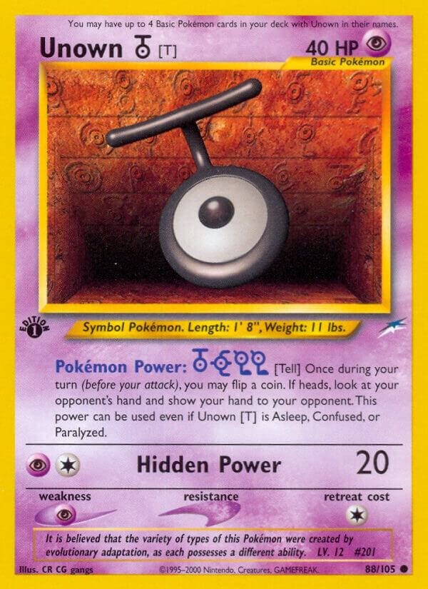 Unown [T] 088/105 card from Neo Destiny