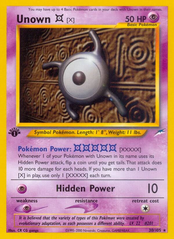 Unown [X] 030/105 card from Neo Destiny