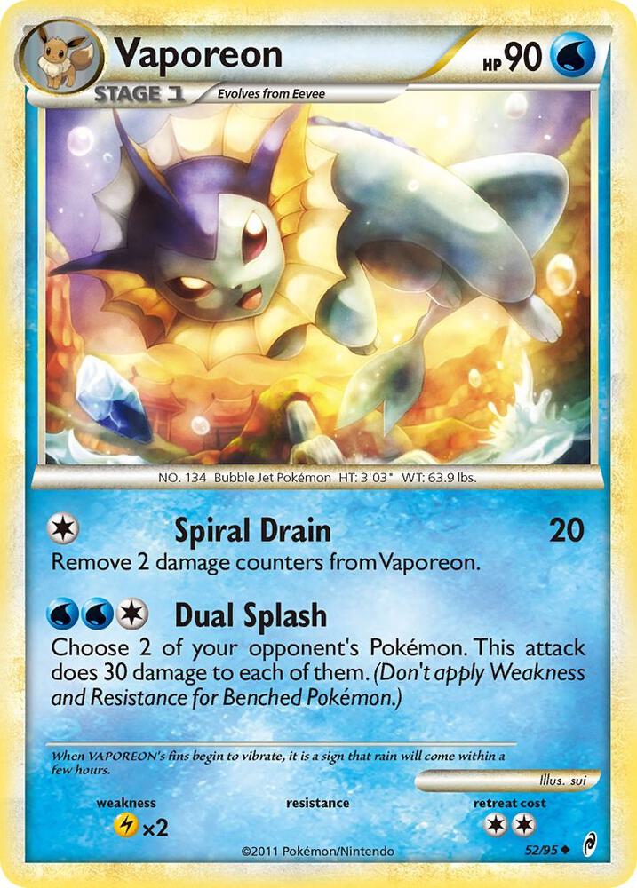 Vaporeon 52/95 card from Call of Legends