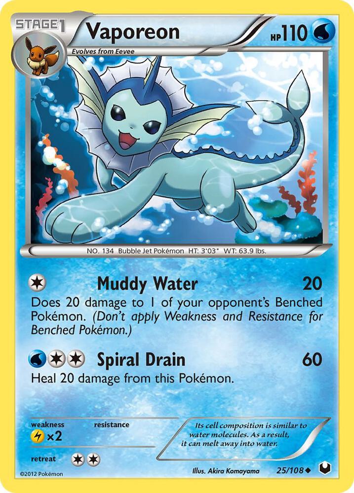 Vaporeon 25/108 card from Dark Explorers