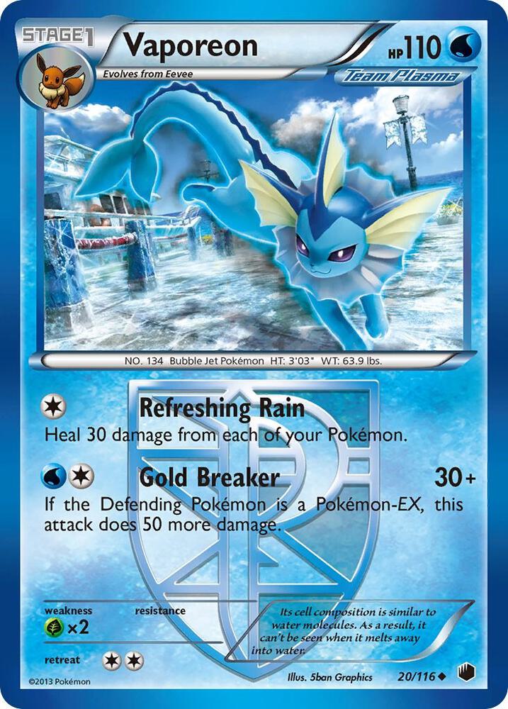 Vaporeon (Team Plasma) 20/116 card from Plasma Freeze