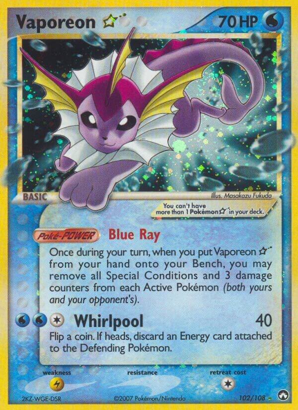 Vaporeon Star 102/108 card from Power Keepers
