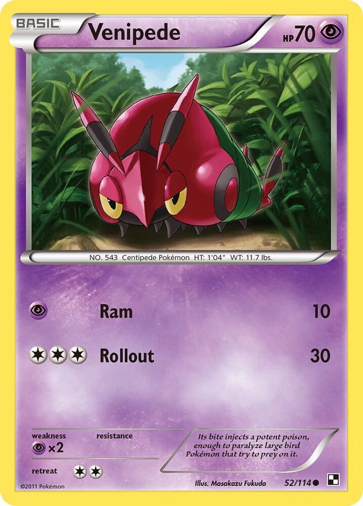 Venipede 52/114 card from Black and White