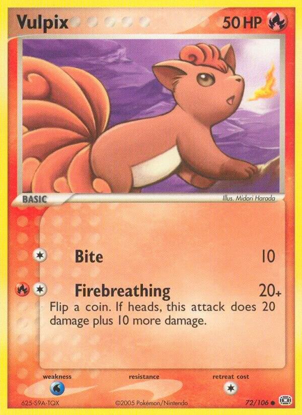 Vulpix 72/106 card from Emerald