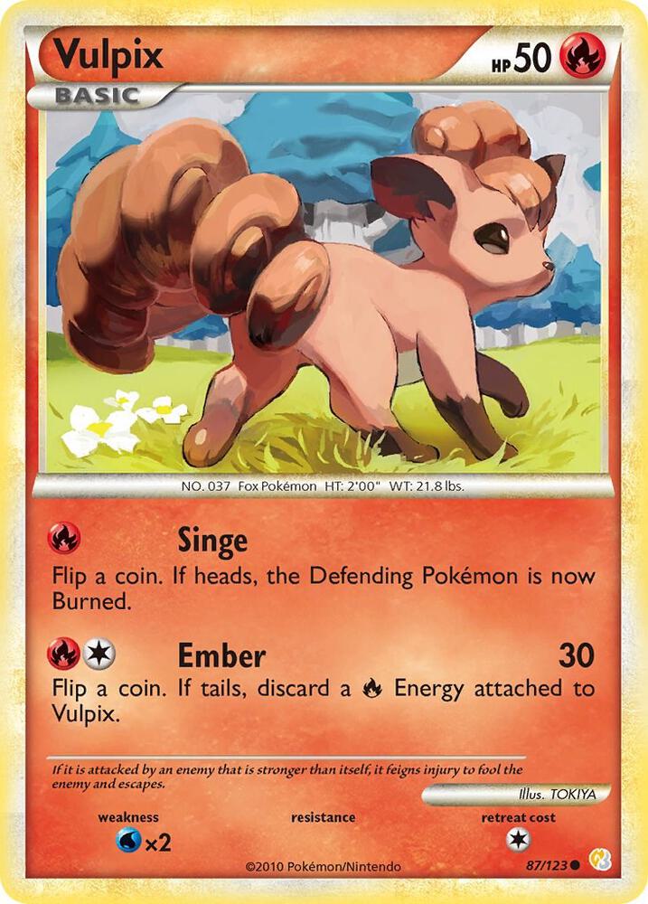 Vulpix 87/123 card from HeartGold SoulSilver
