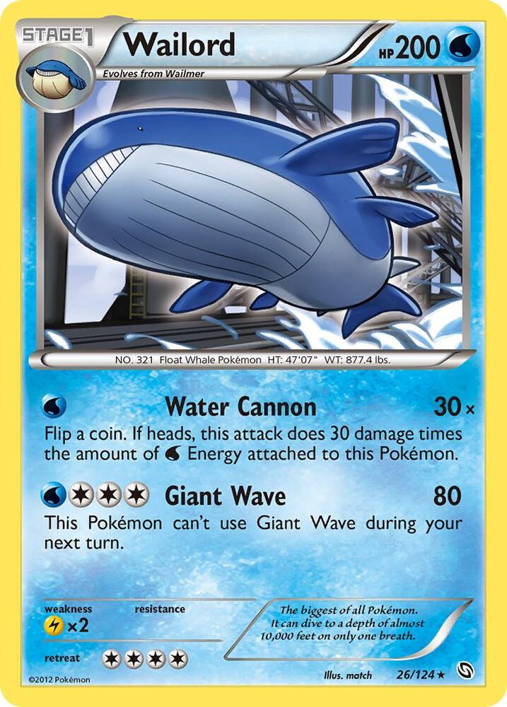 Wailord 26/124 card from Dragons Exalted