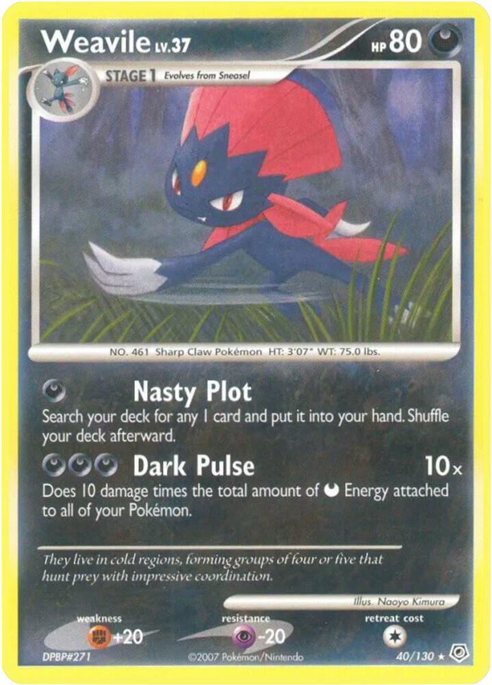Weavile 40/130 card from Diamond and Pearl