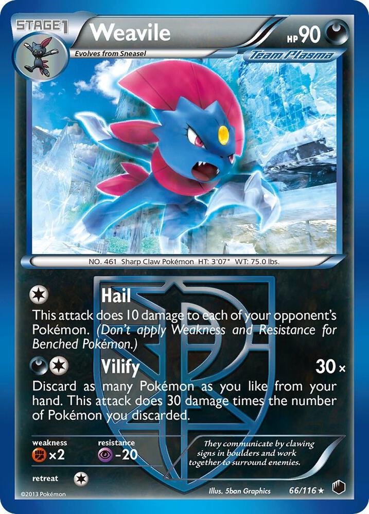 Weavile (Team Plasma) 66/116 card from Plasma Freeze