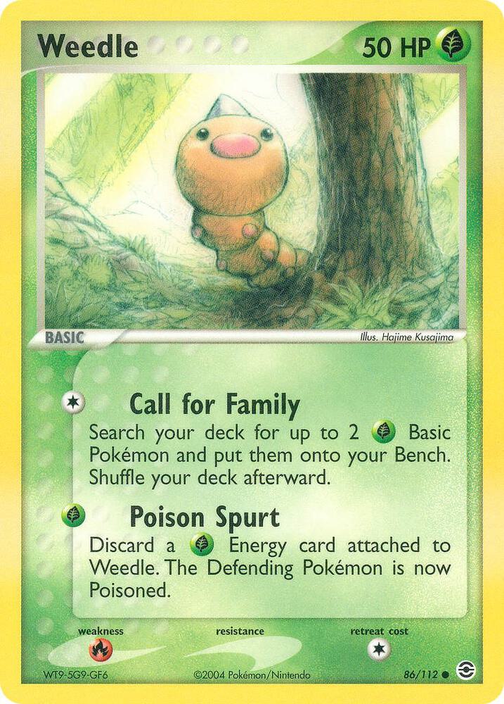 Weedle 86/112 card from FireRed & LeafGreen