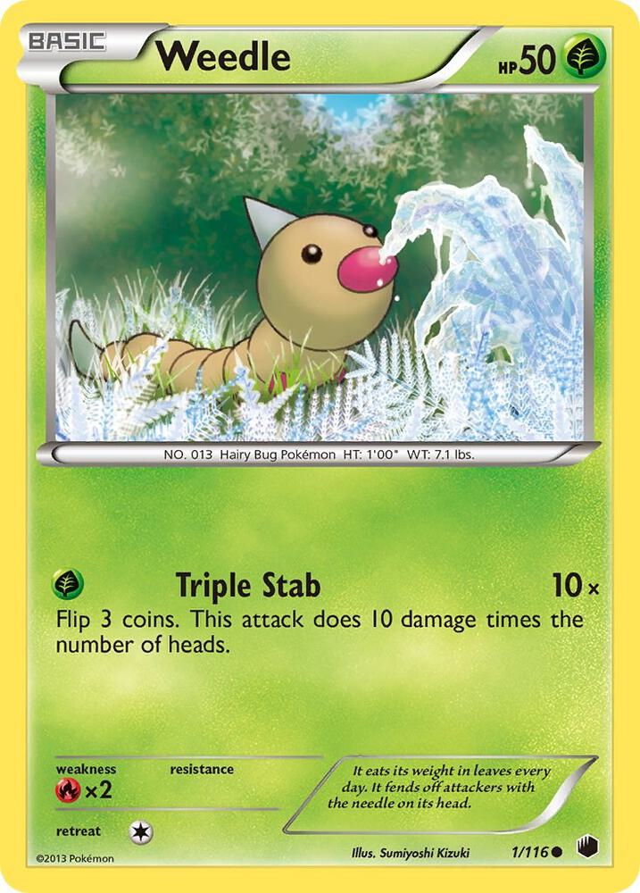 Weedle 1/116 card from Plasma Freeze