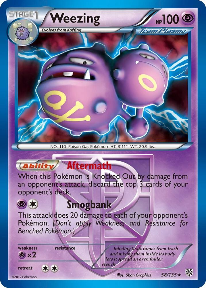 Weezing (Team Plasma) 58/135 card from Plasma Storm