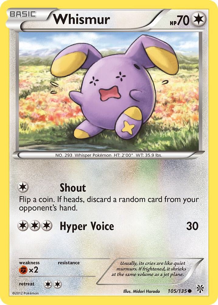 Whismur 105/135 card from Plasma Storm
