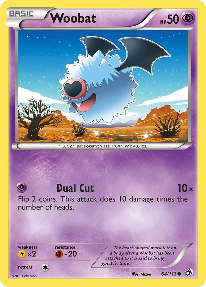 Woobat 64/113 card from Legendary Treasures