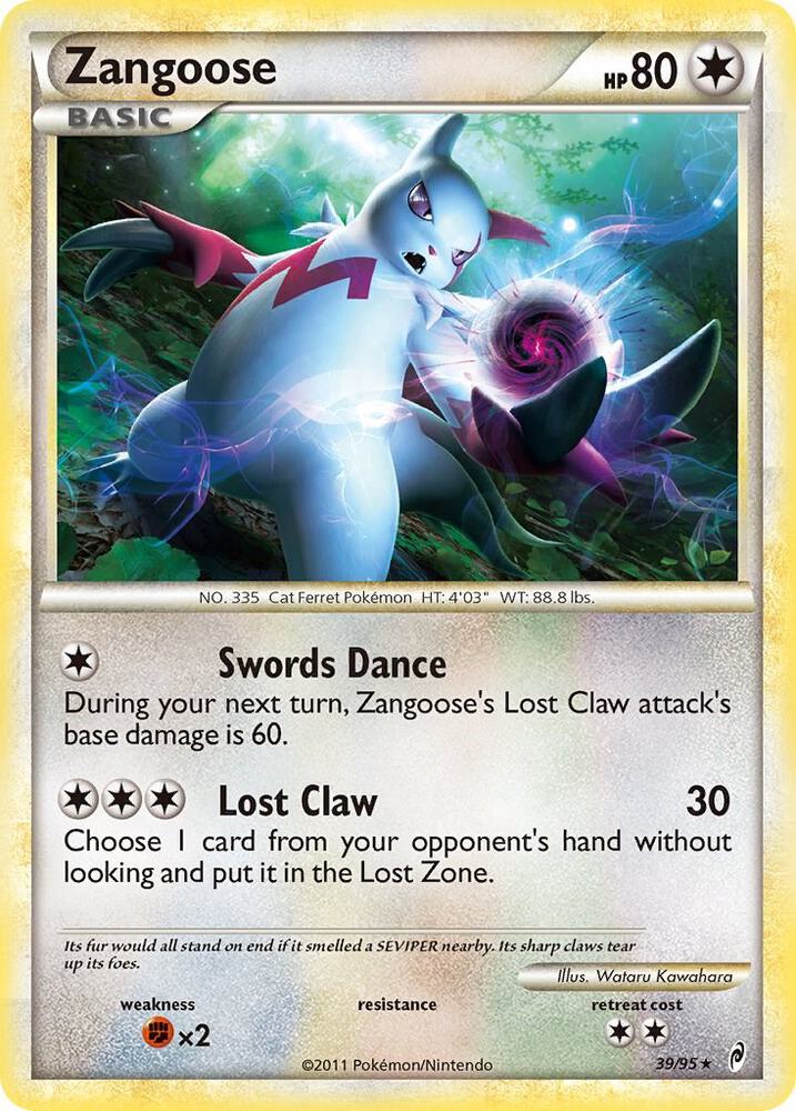 Zangoose 39/95 card from Call of Legends