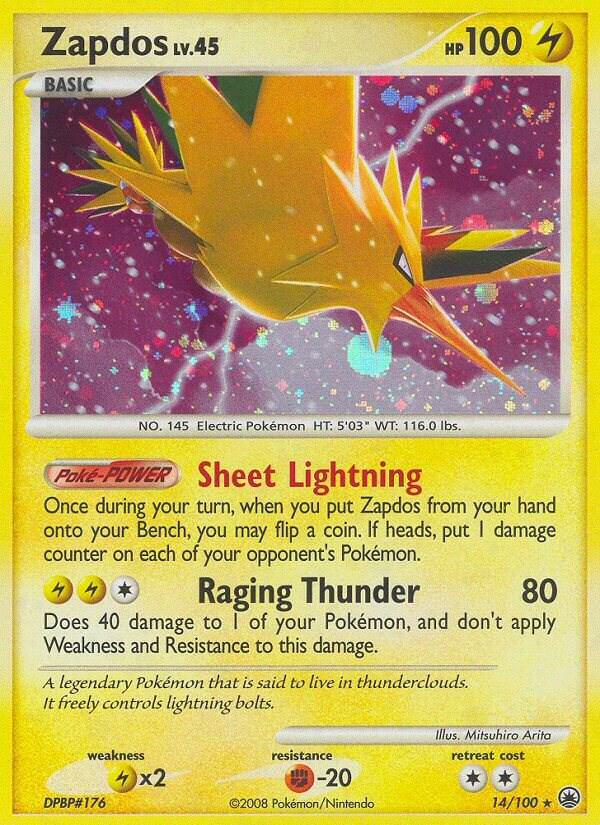 Zapdos 14/100 card from Majestic Dawn