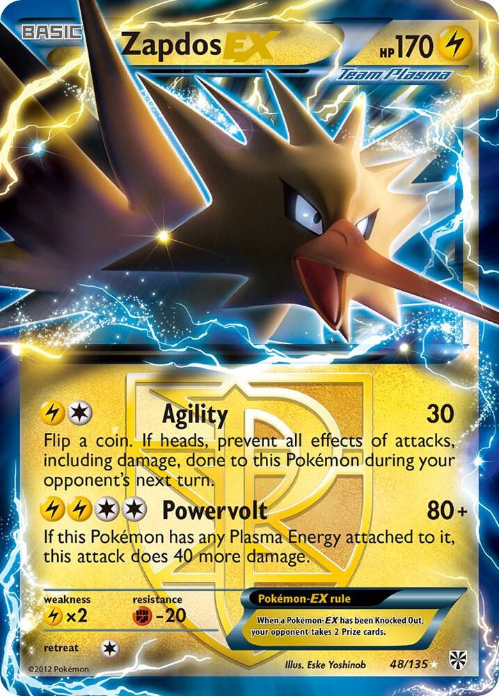 Zapdos EX (Team Plasma) 48/135 card from Plasma Storm