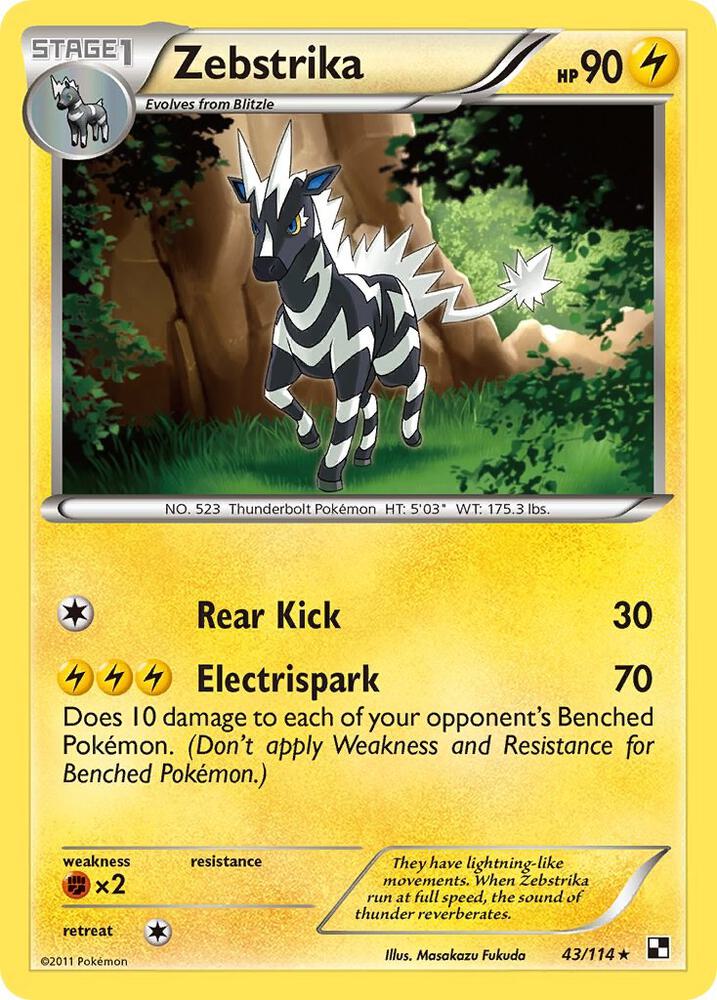 Zebstrika (43) 43/114 card from Black and White