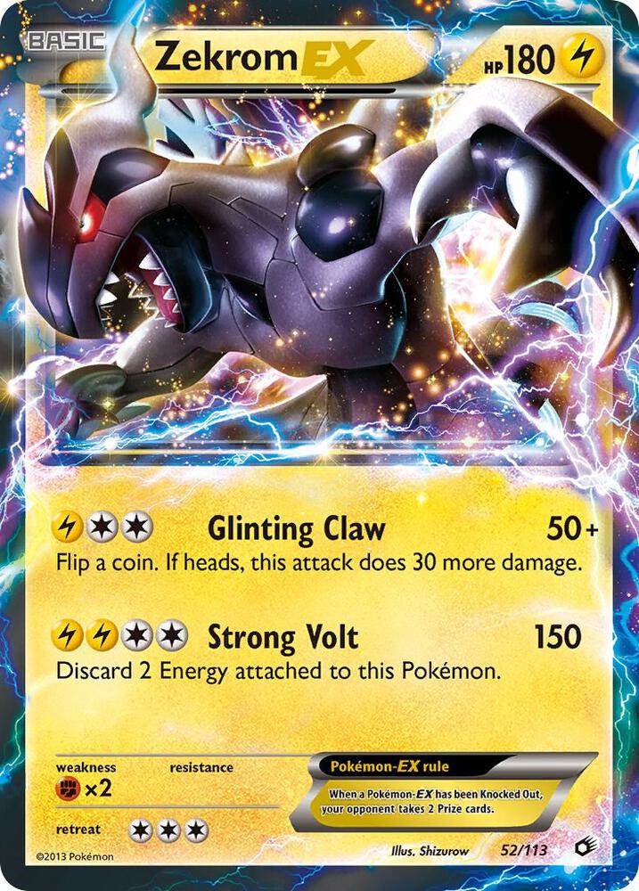 Zekrom EX 52/113 card from Legendary Treasures