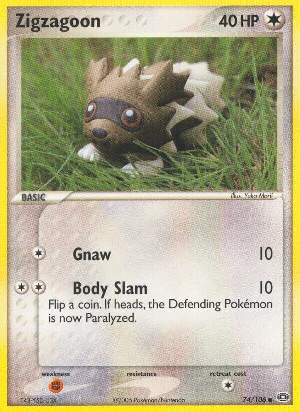 Zigzagoon 74/106 card from Emerald
