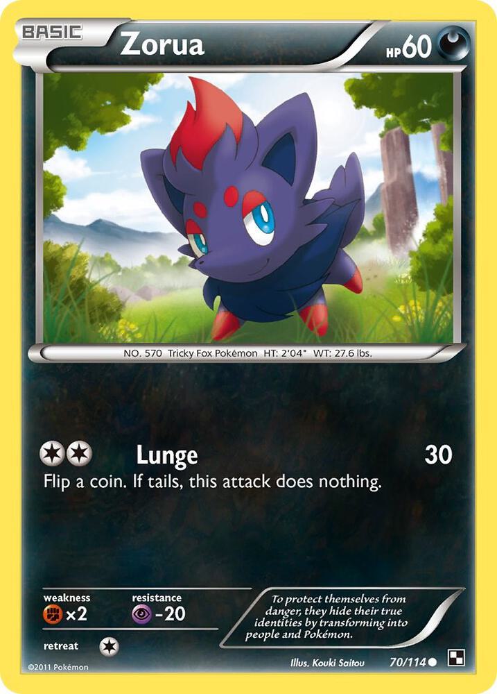 Zorua 70/114 card from Black and White