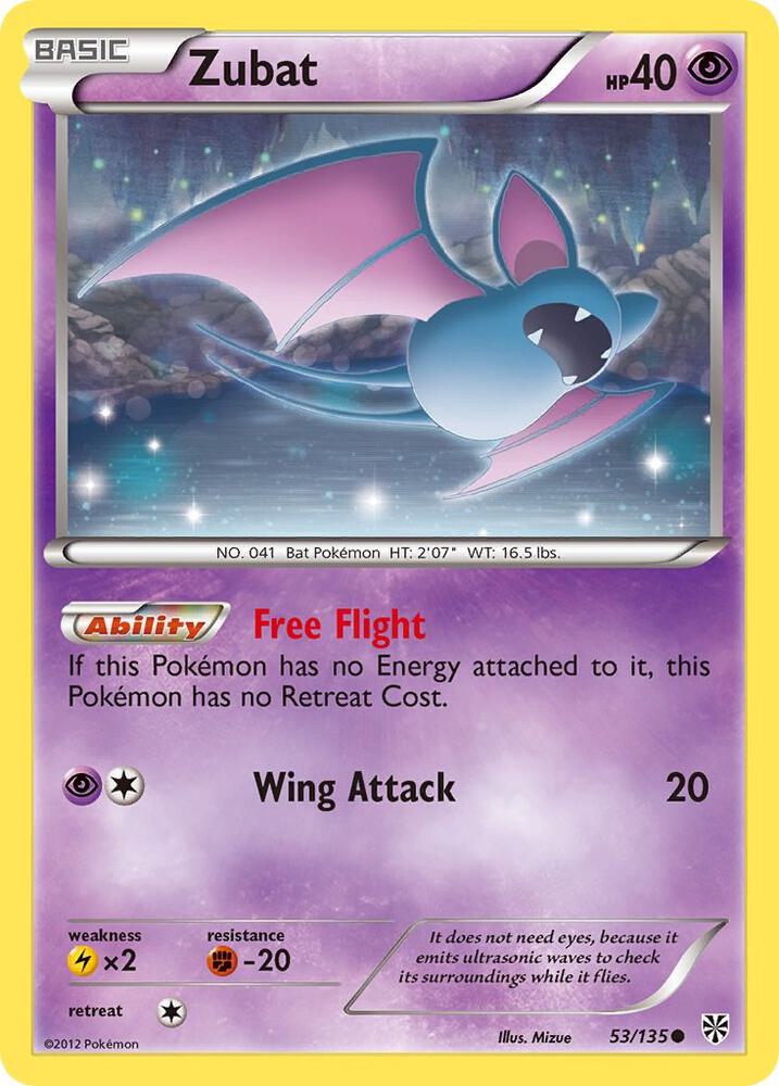 Zubat (53) 53/135 card from Plasma Storm