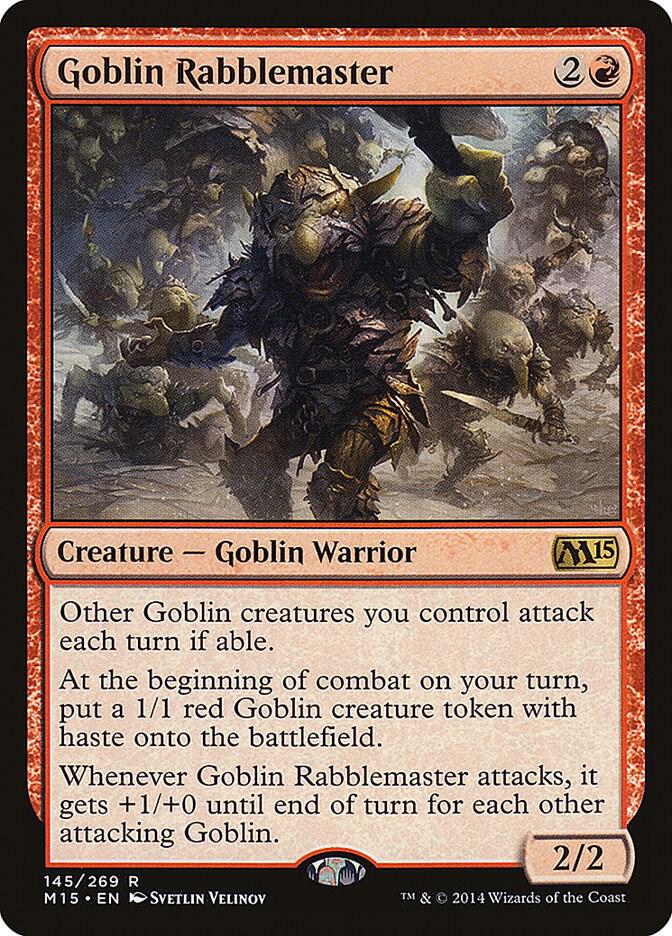 Goblin Rabblemaster 145 card from Magic 2015 (M15)