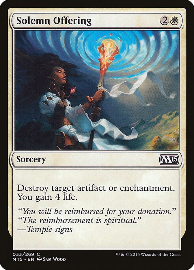 Solemn Offering 33 card from Magic 2015 (M15)
