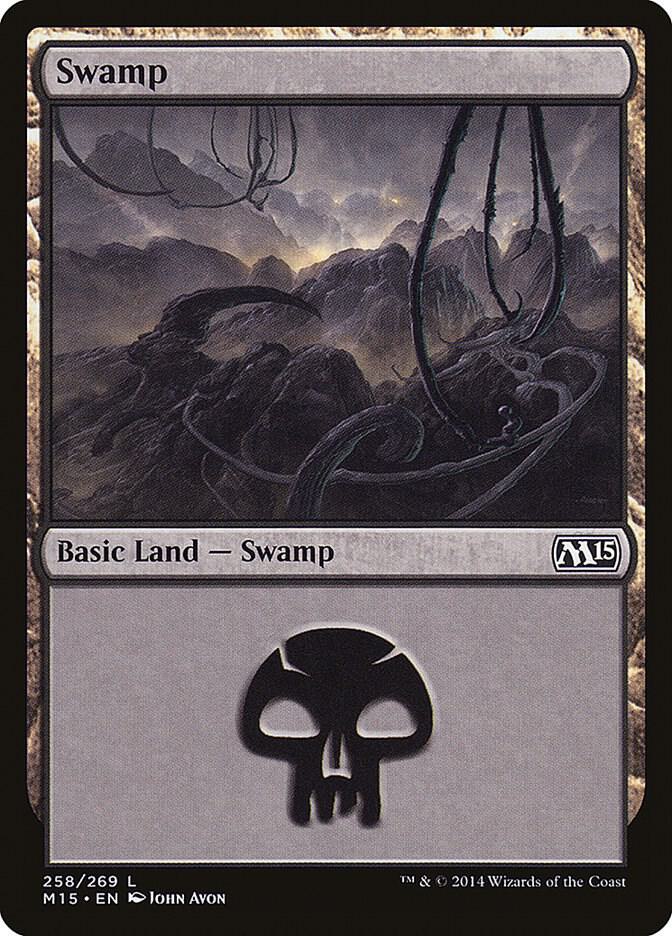 Swamp 258 card from Magic 2015 (M15)