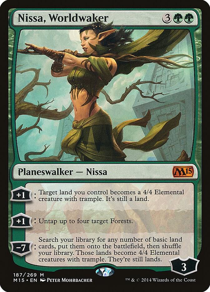 Nissa, Worldwaker 187 card from Magic 2015 (M15)