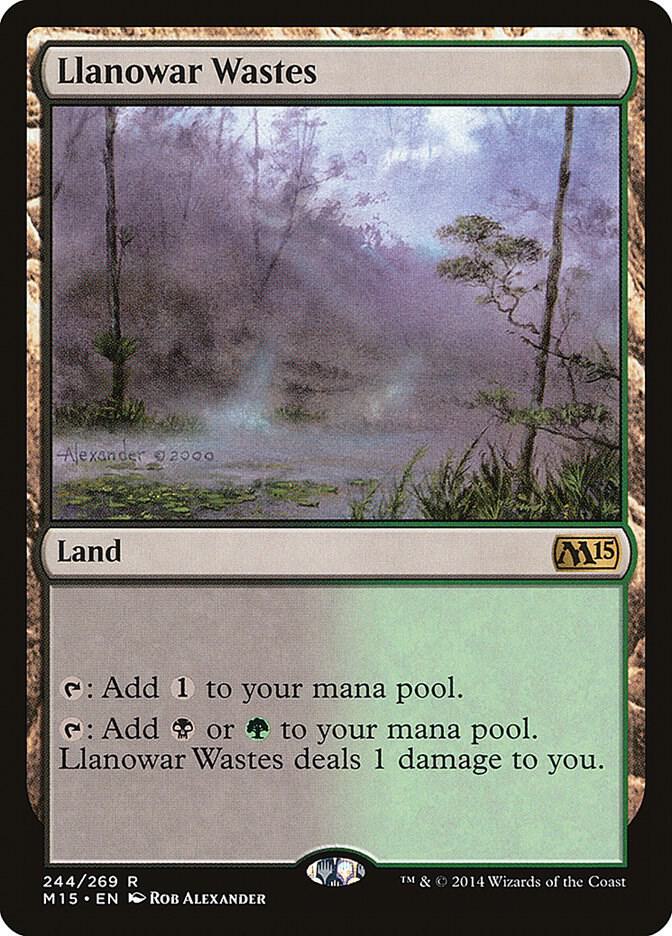 Llanowar Wastes 244 card from Magic 2015 (M15)