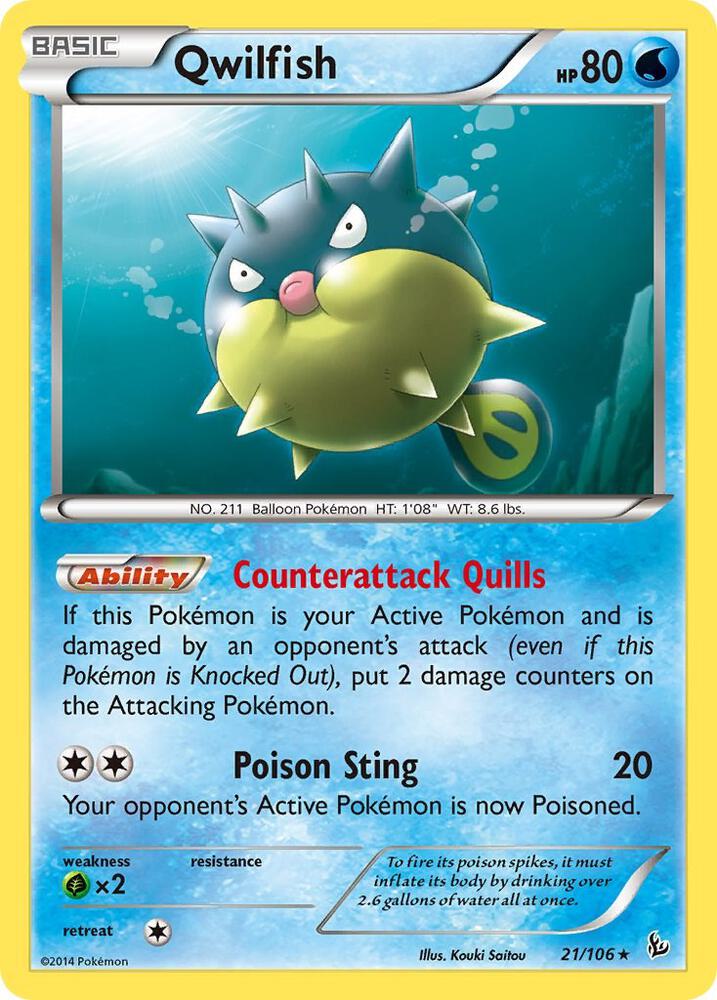 Qwilfish 21/106 card from XY - Flashfire