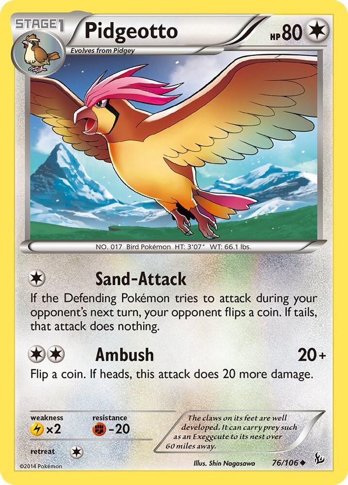 Pidgeotto 76/106 card from XY - Flashfire