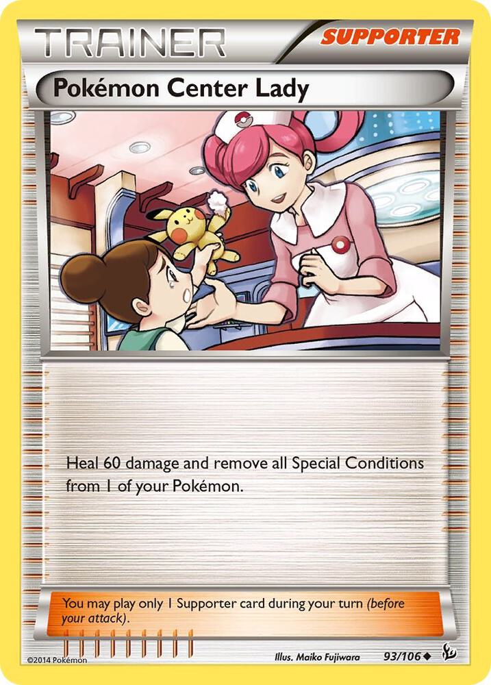 Pokemon Center Lady 93/106 card from XY - Flashfire