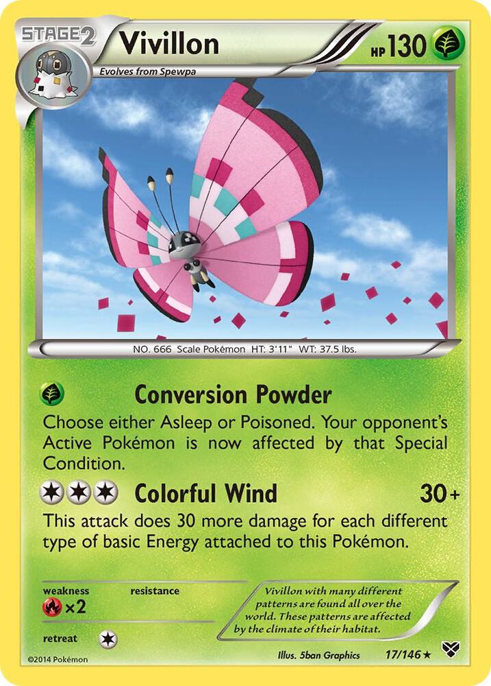 Vivillon (Meadow [Pink]) 17/146 card from XY Base Set