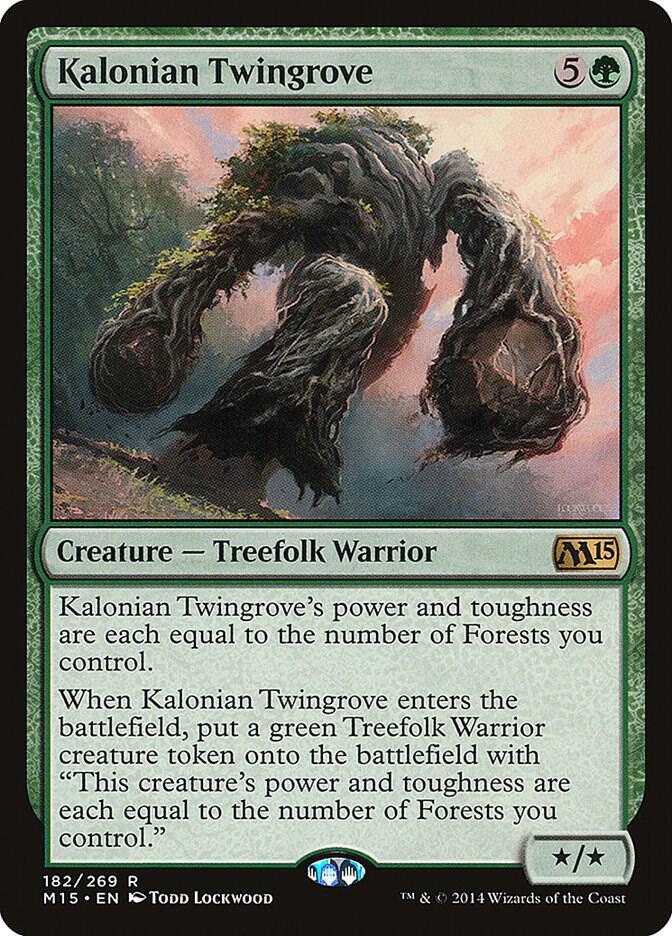 Kalonian Twingrove 182 card from Magic 2015 (M15)