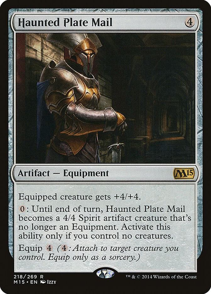 Haunted Plate Mail 218 card from Magic 2015 (M15)
