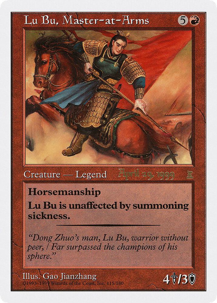 Lu Bu, Master-at-Arms (Japan 4/29/99) 115 card from Prerelease Cards