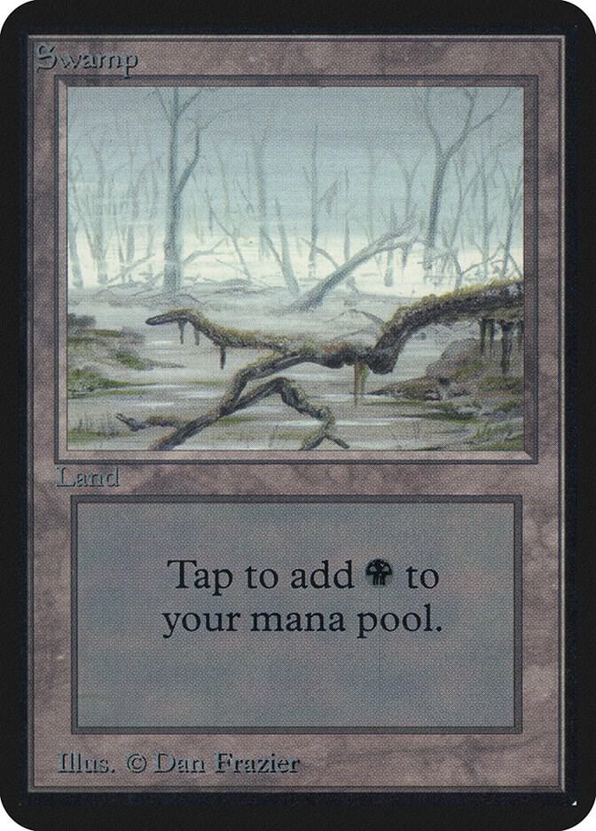 Swamp (A) card from Alpha Edition