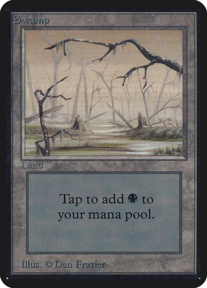 Swamp (B) card from Alpha Edition
