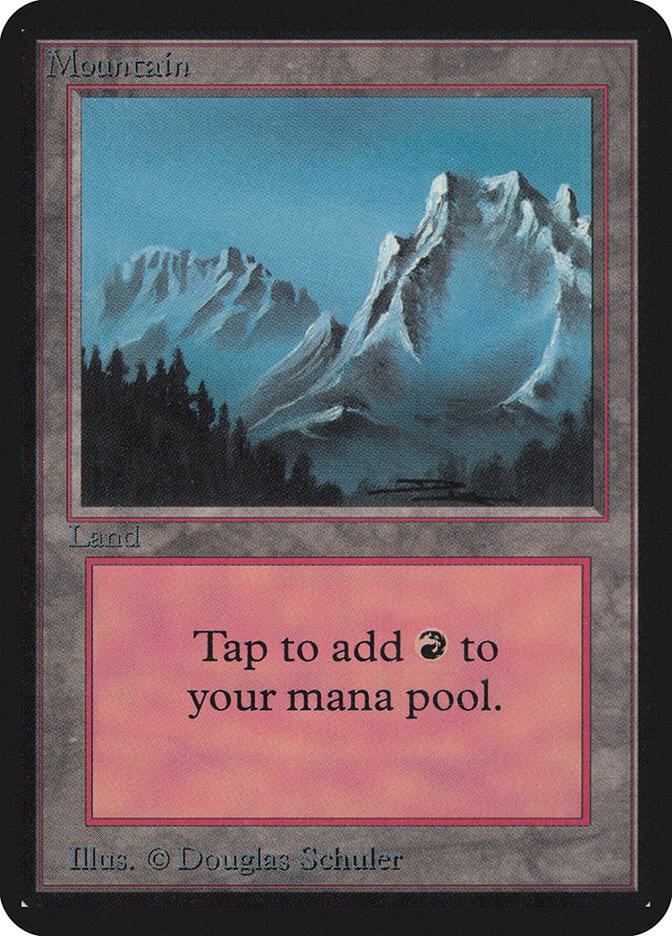 Mountain (B) card from Alpha Edition