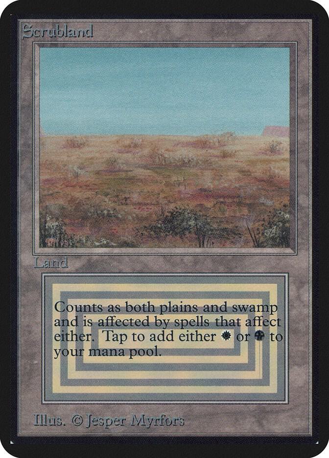 Scrubland card from Alpha Edition