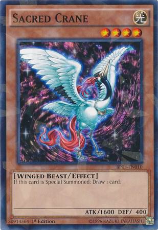 Sacred Crane (Shatterfoil) BP03-EN010 card from Battle Pack 3: Monster League