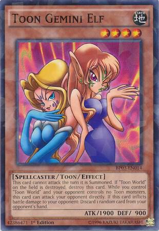 Toon Gemini Elf (Shatterfoil) BP03-EN014 card from Battle Pack 3: Monster League