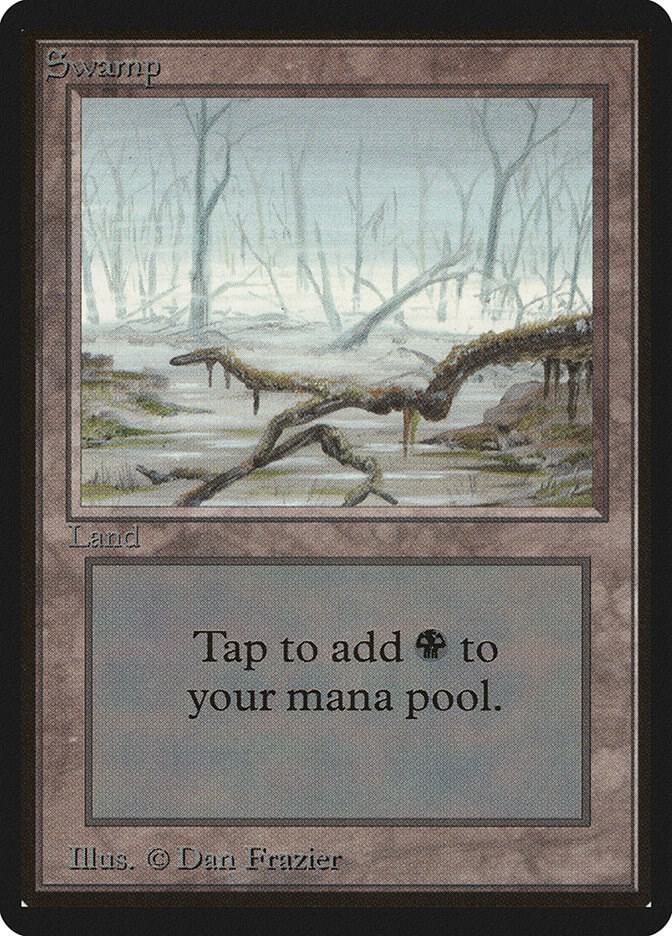 Swamp (A) card from Beta Edition