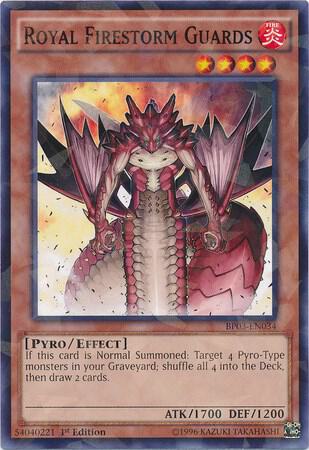 Royal Firestorm Guards (Shatterfoil) BP03-EN034 card from Battle Pack 3: Monster League