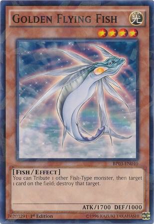 Golden Flying Fish (Shatterfoil) BP03-EN040 card from Battle Pack 3: Monster League