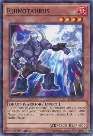 Rhinotaurus (Shatterfoil) BP03-EN076 card from Battle Pack 3: Monster League