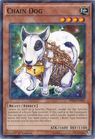 Chain Dog (Shatterfoil) BP03-EN080 card from Battle Pack 3: Monster League