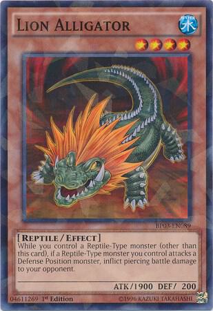 Lion Alligator (Shatterfoil) BP03-EN089 card from Battle Pack 3: Monster League