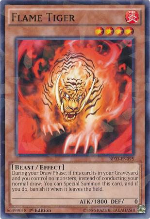 Flame Tiger (Shatterfoil) BP03-EN095 card from Battle Pack 3: Monster League